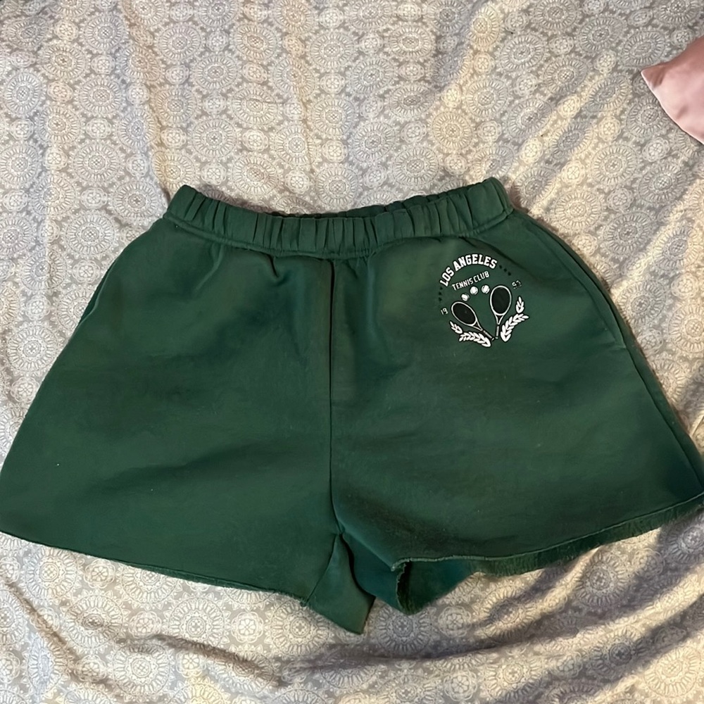 Green sweat shorts